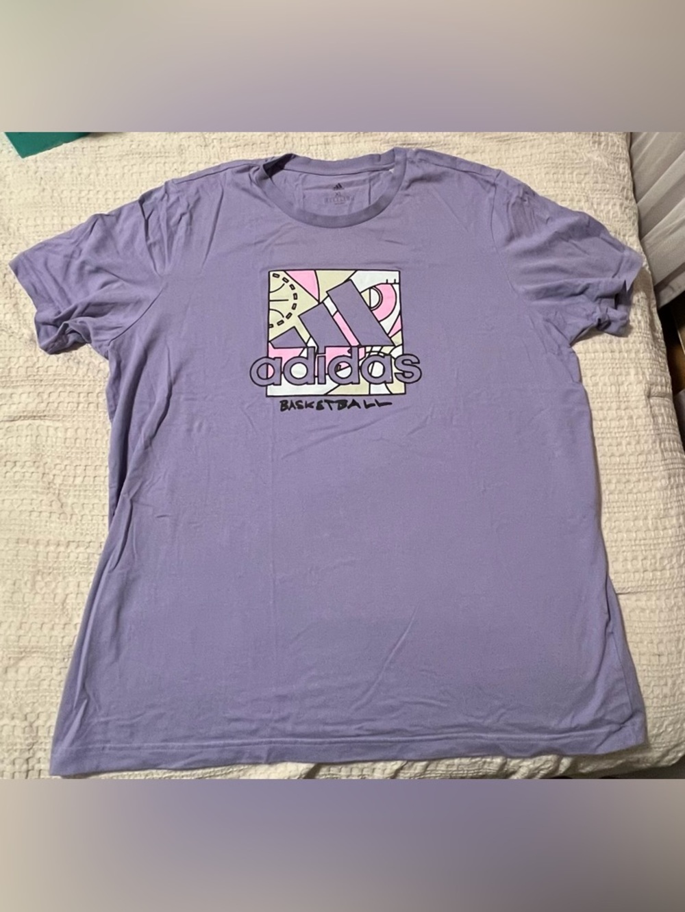 adidas Lavender Crewneck Tee with Subtle Logo